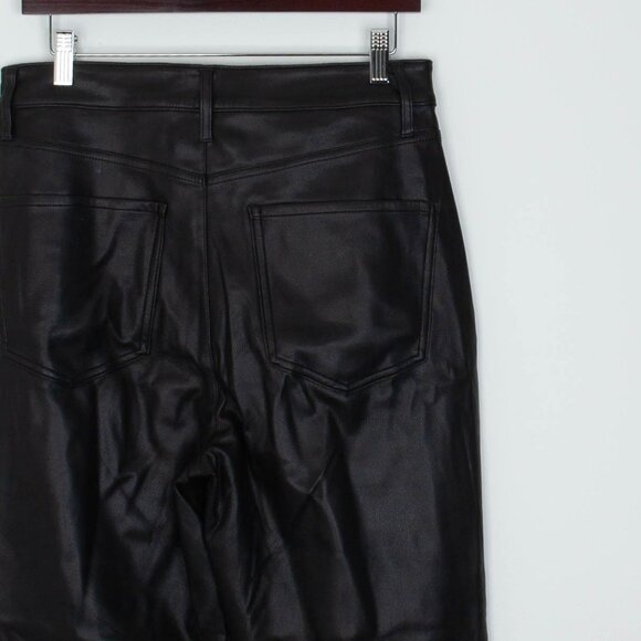 Express Womens Faux Leather Super High Rise Straight Leg Pants Size 10R Edgy Y2K - Picture 6 of 8